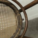 1920s curved wooden cane bistro chair