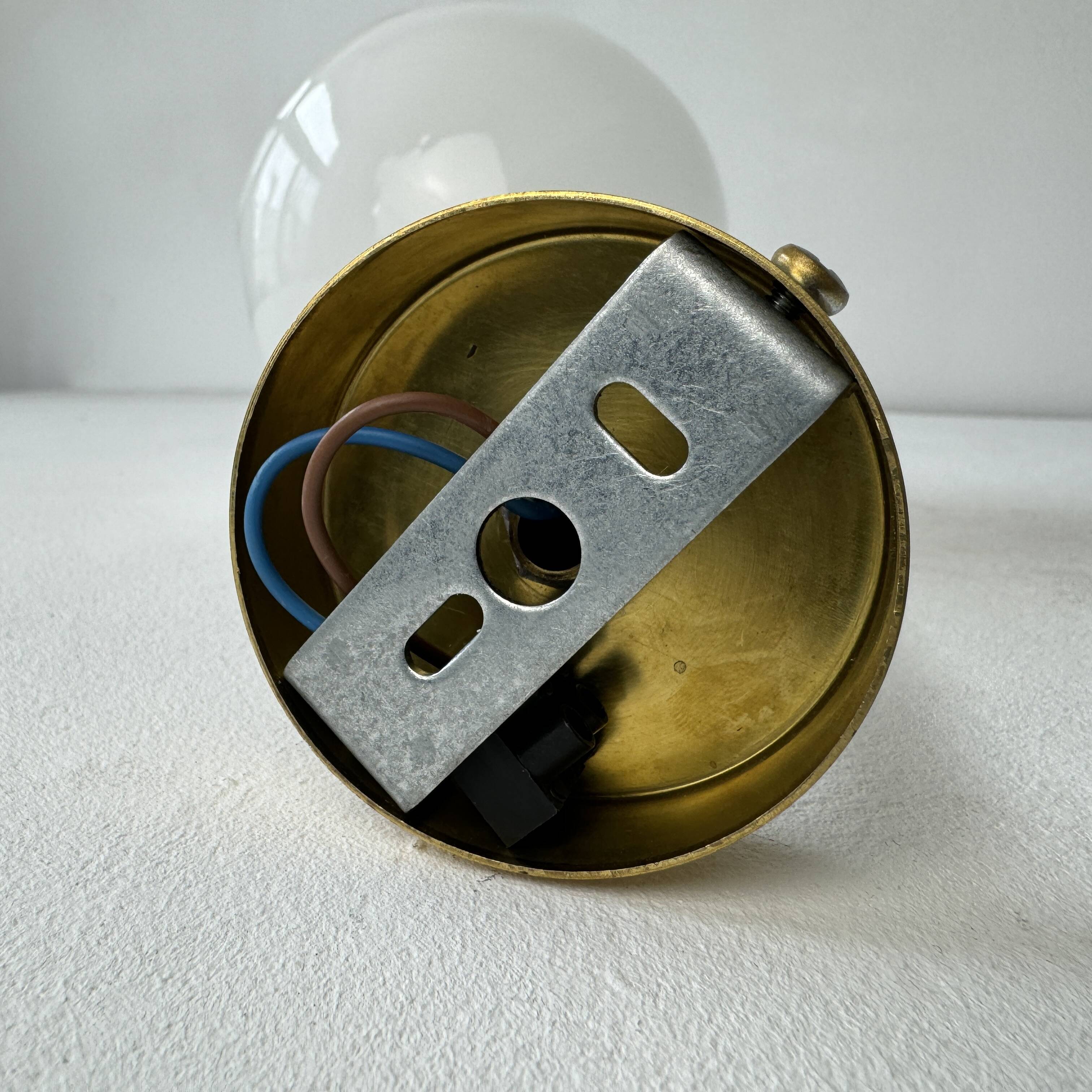 PAIR OF OLD VINTAGE OPALINE AND BRASS Sconces