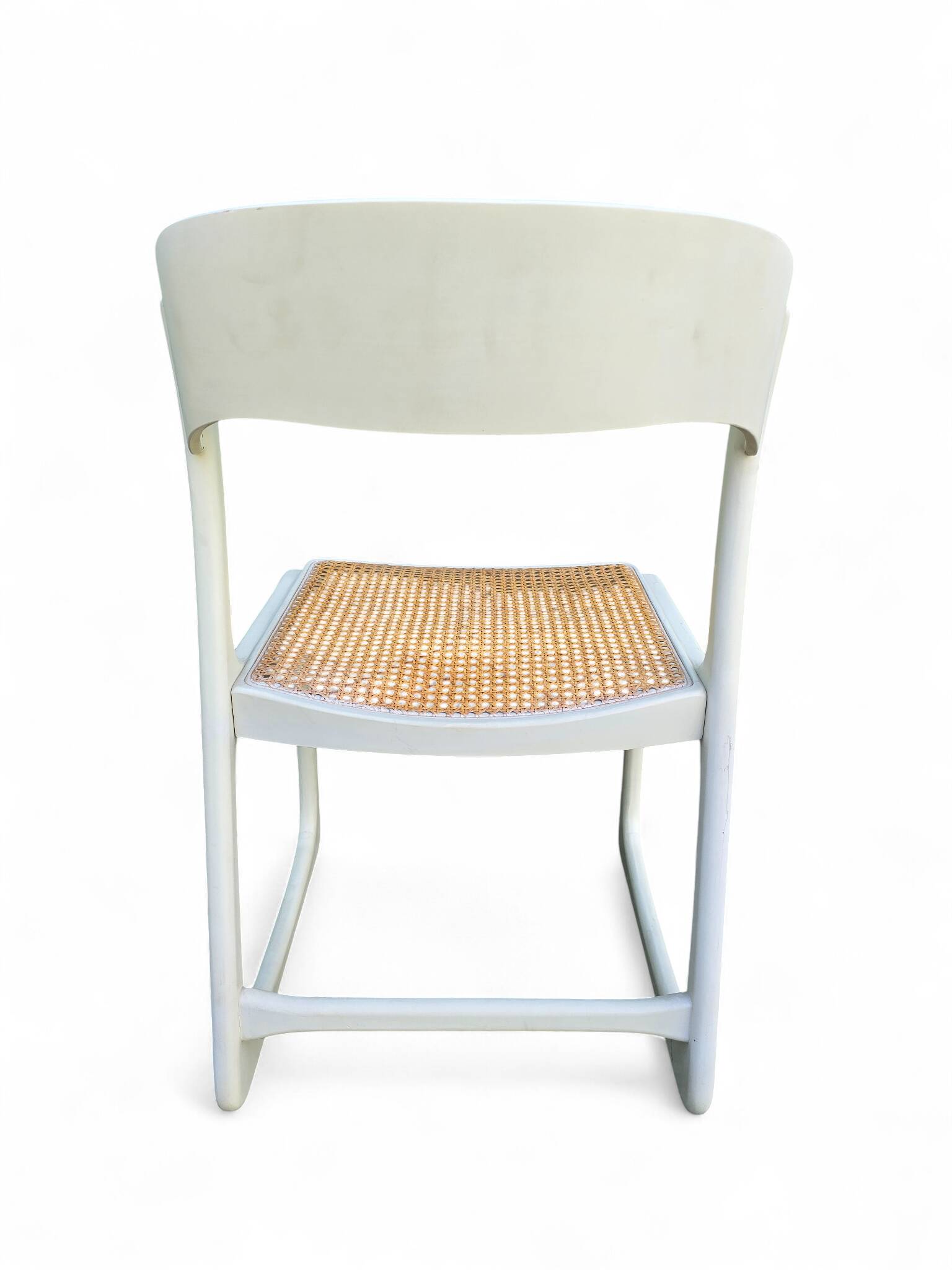 Set of 5 white Baumann "Sleigh" chairs