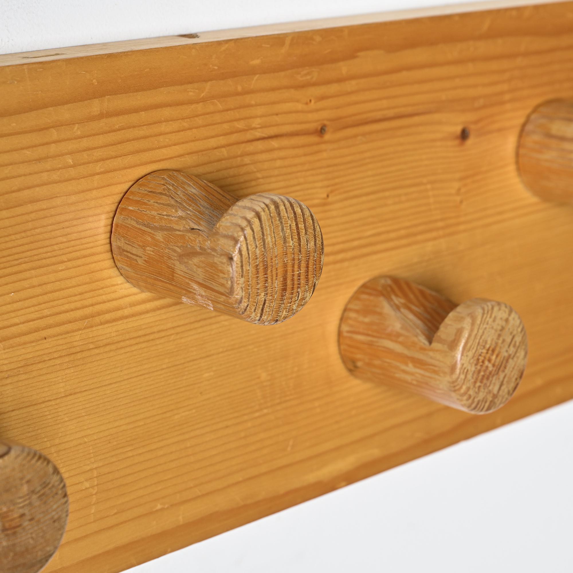 Wall-mounted coat rack with five hooks, Les Arcs 1800, France, circa 1970