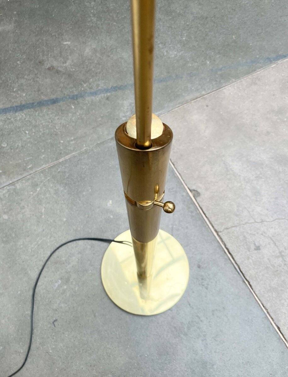 Vintage Hollywood Regency brass floor lamp by designer Florian Schulz, 1970s.