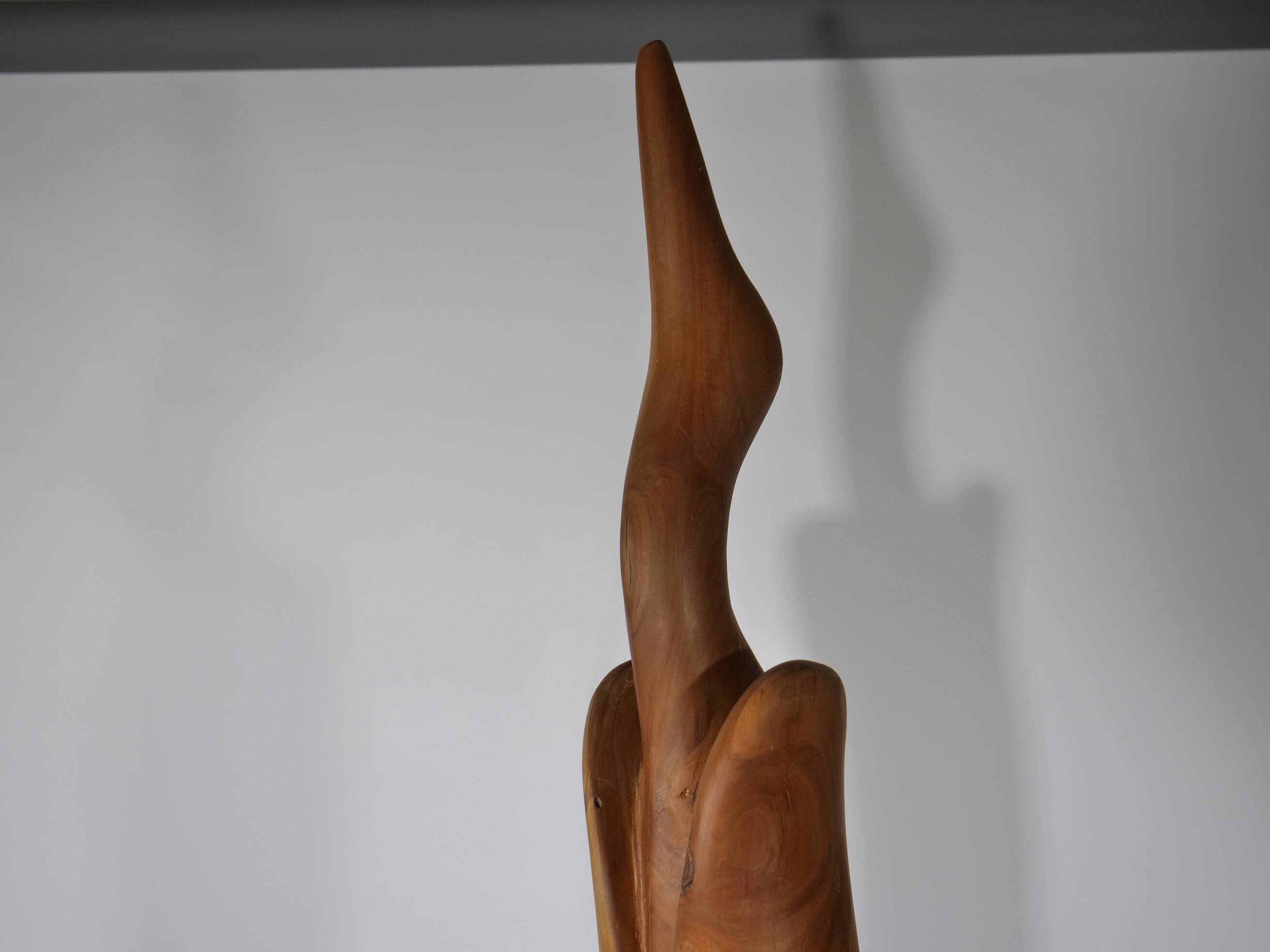 XXL Solid Teak Crane Sculpture - 1960s Design, Mid-Century Art