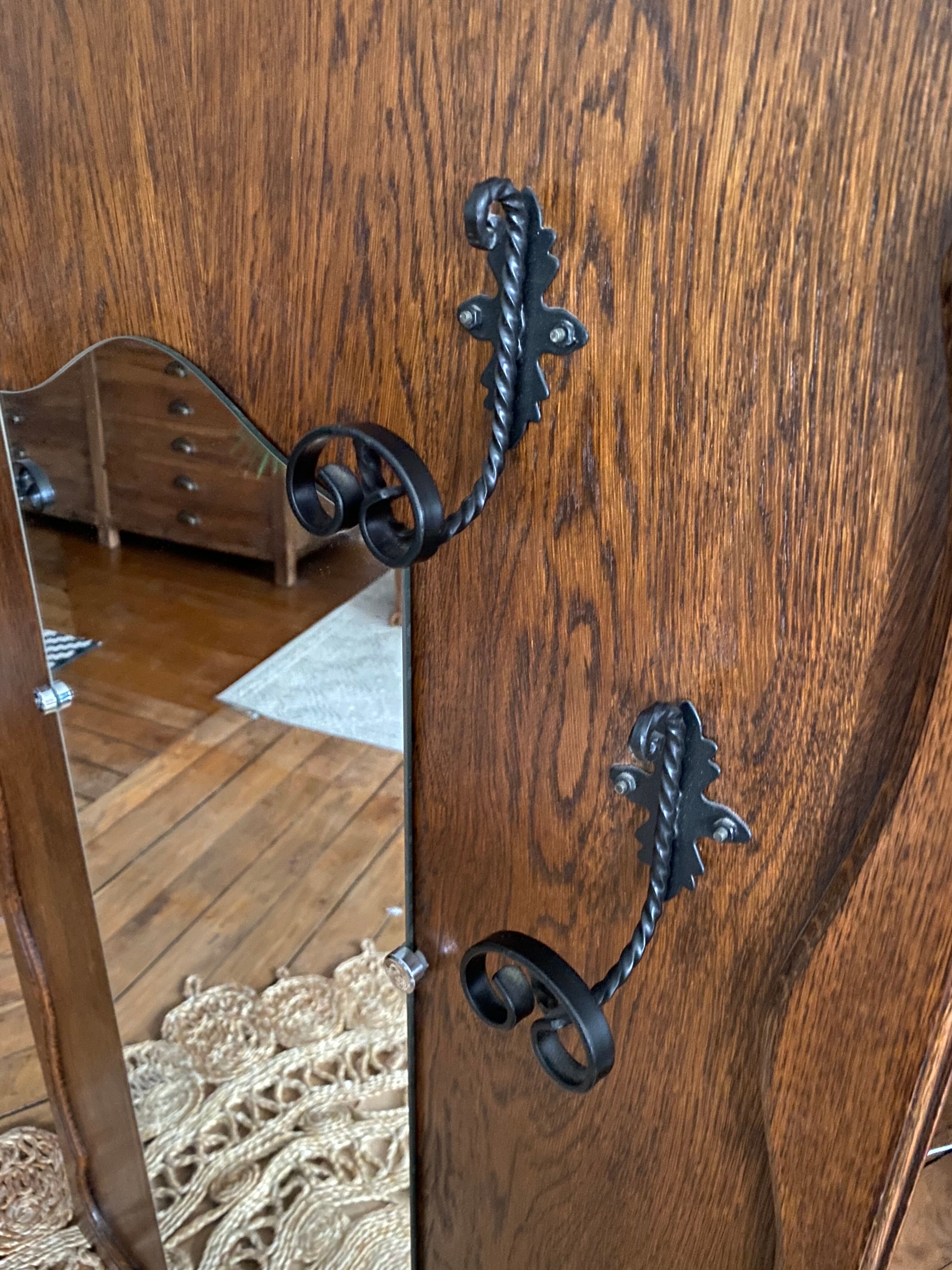 Vintage mirror cloakroom wall coat rack