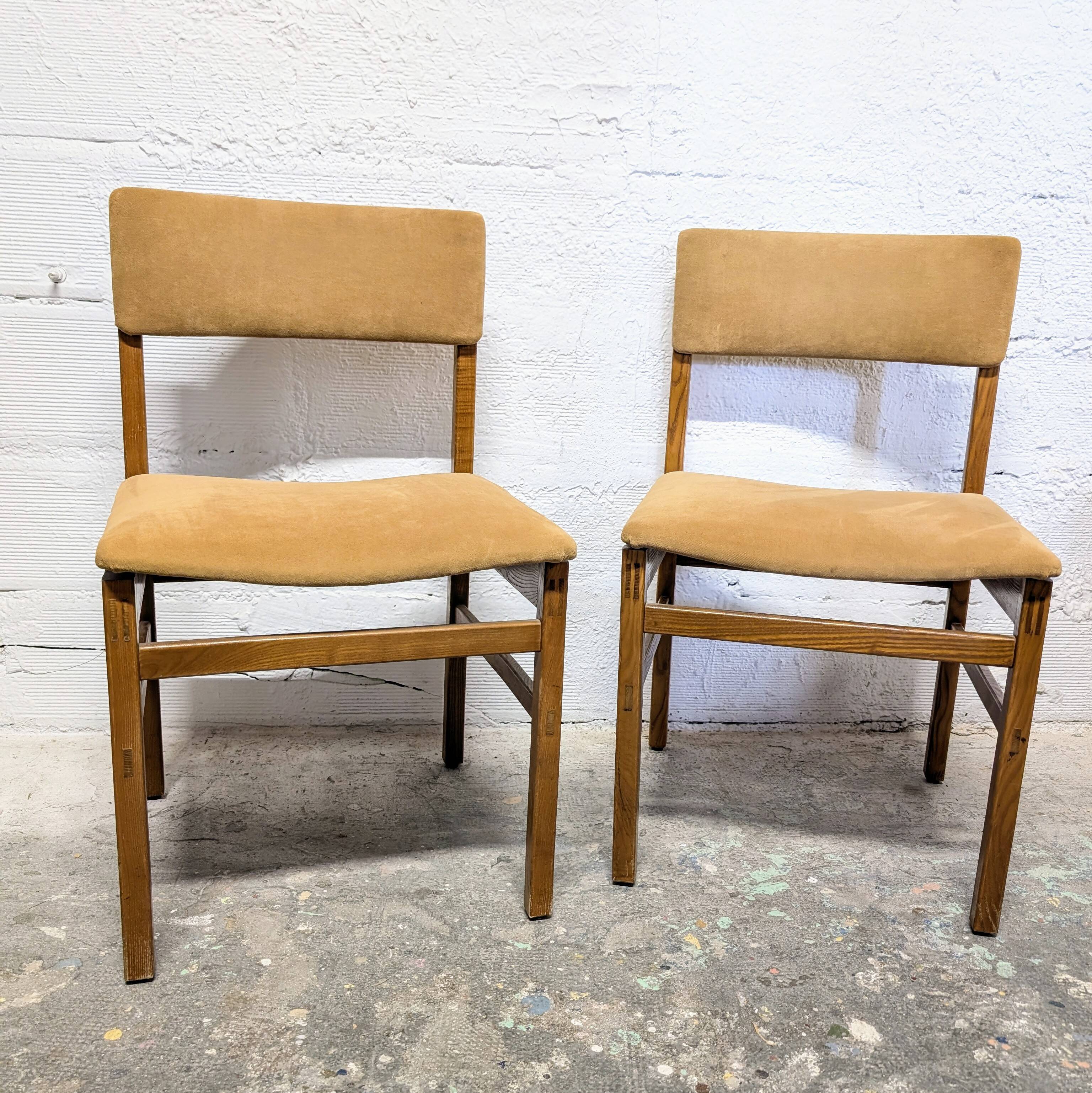 Pair of vintage velvet and wood chairs