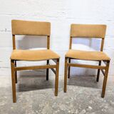 Pair of vintage velvet and wood chairs