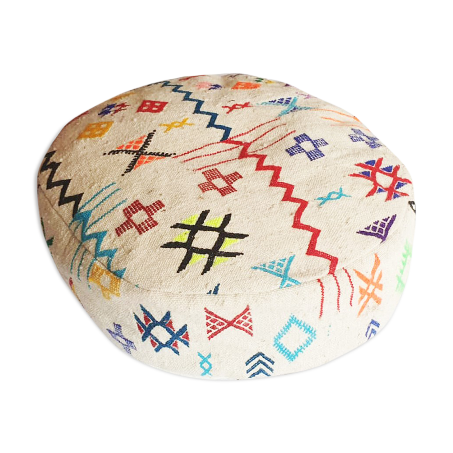 Moroccan pouf kilim circle