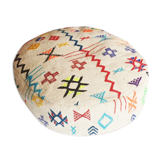 Moroccan pouf kilim circle