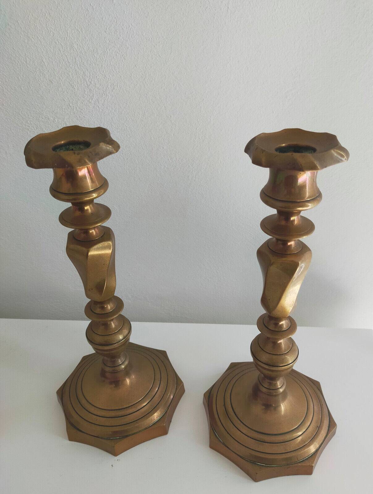 Pair of 19th century bronze candlesticks