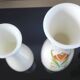 Pair of white opaline flower vases with floral decoration – 1970s