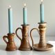 3 vintage handcrafted pottery candle holders