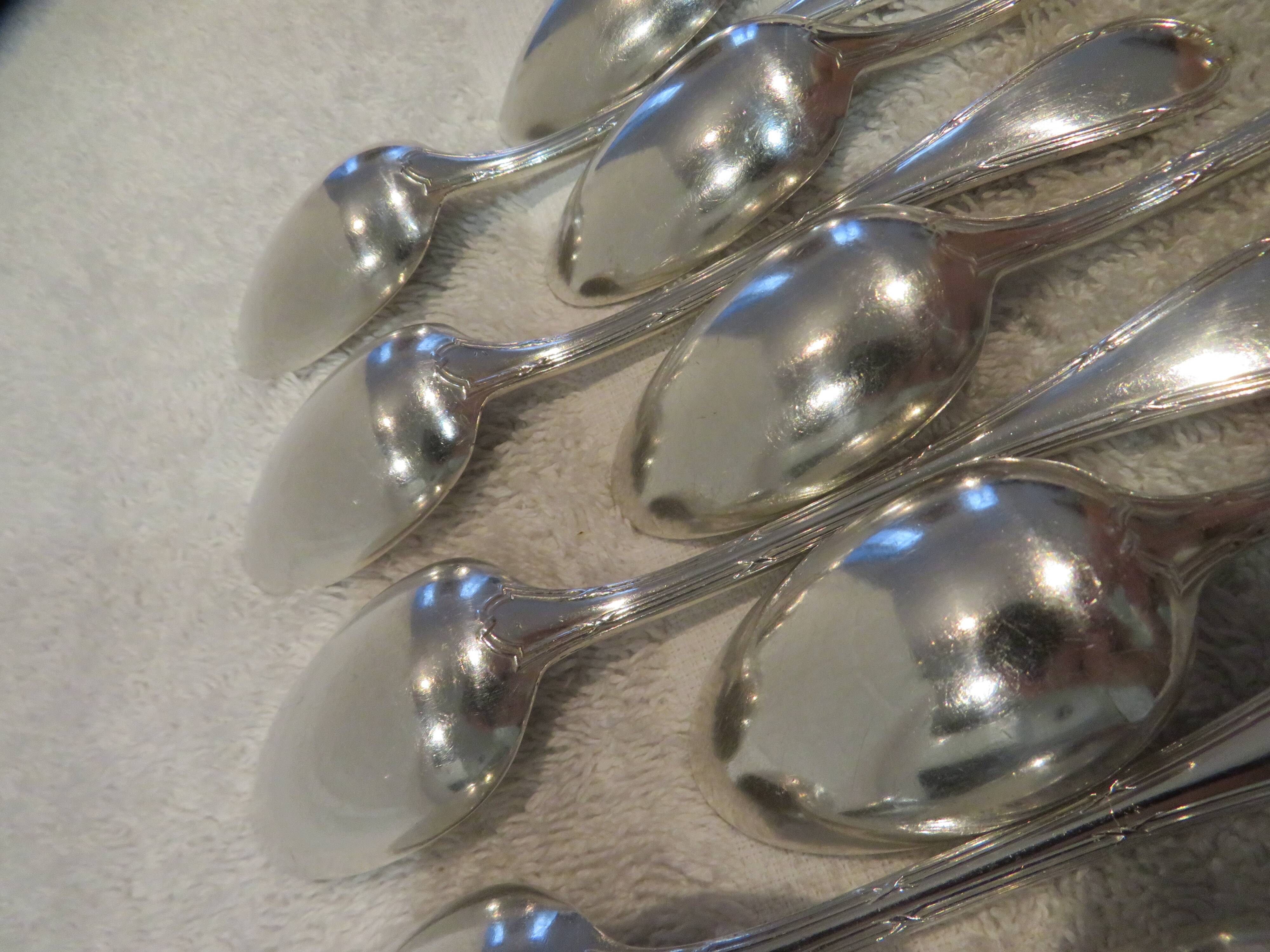 10 silver-plated coffee spoons by Christofle Rubans Louis XVI