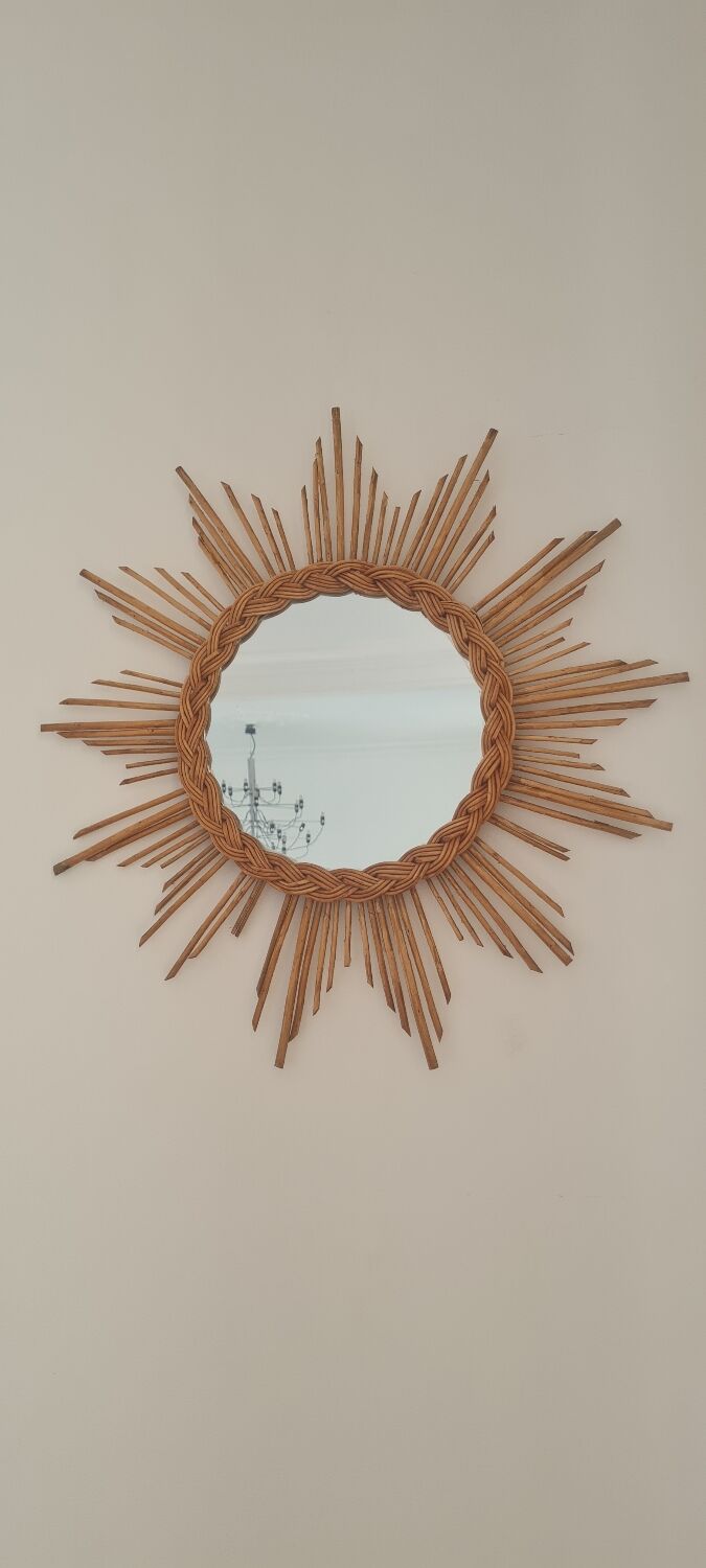 Rattan sun mirror 1960, 55 cm