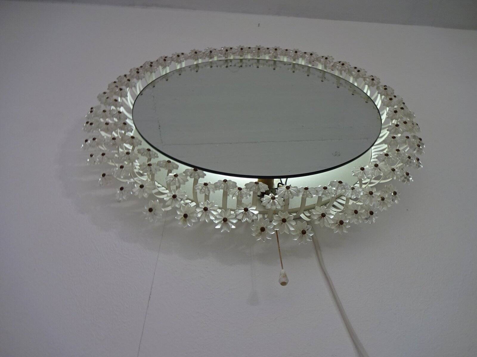 Austrian Illuminated Flower Mirror, 1960s