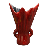 Free form red ceramic vase 1960 by J.L. or J.C.