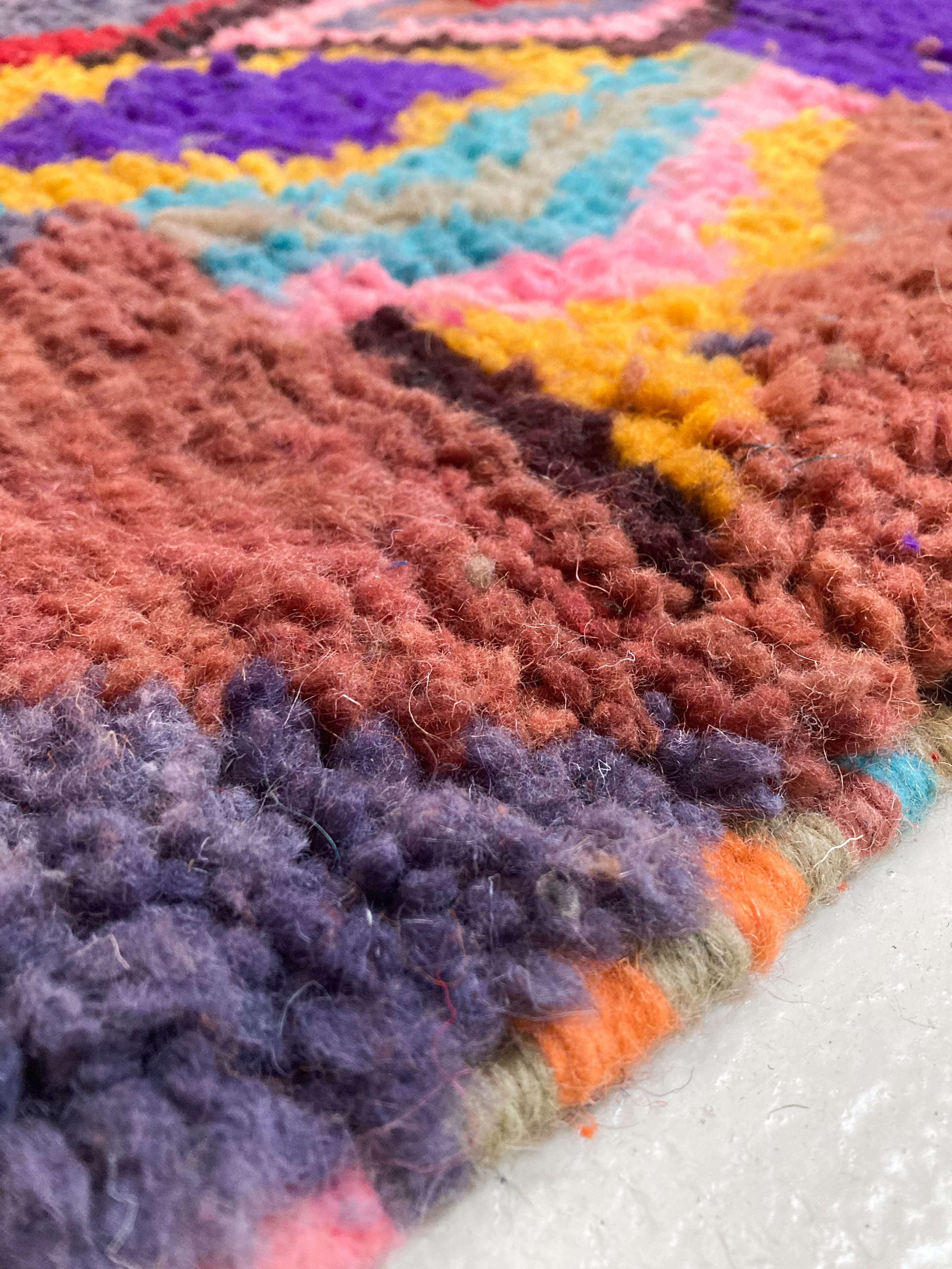 Moroccan Berber rug Boujaad corridor with multicolored patterns 283x86cm