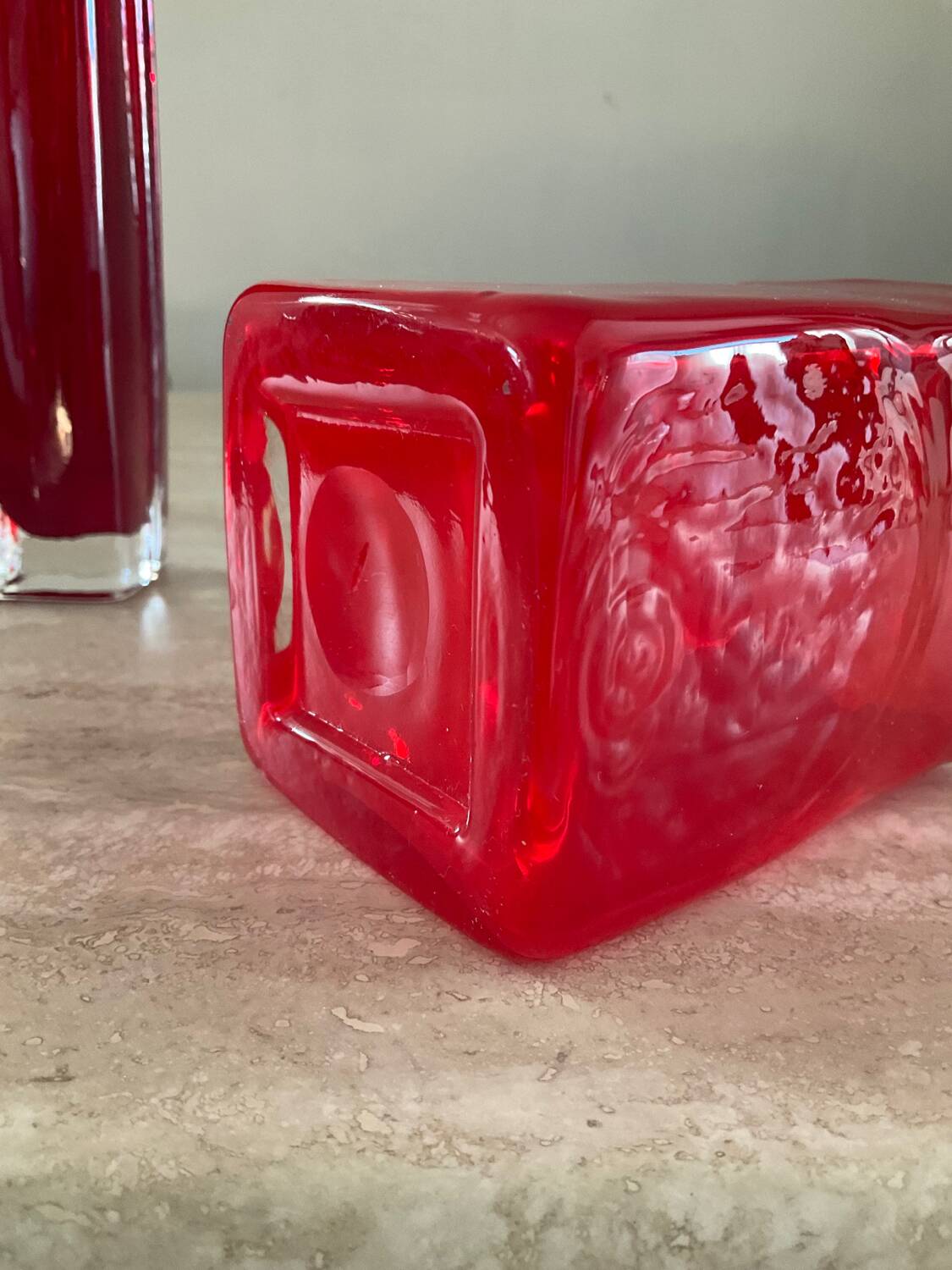 Duo of vintage glass paste vases