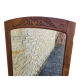 Art Deco oak mirror with bevelled glass from the 1930s.