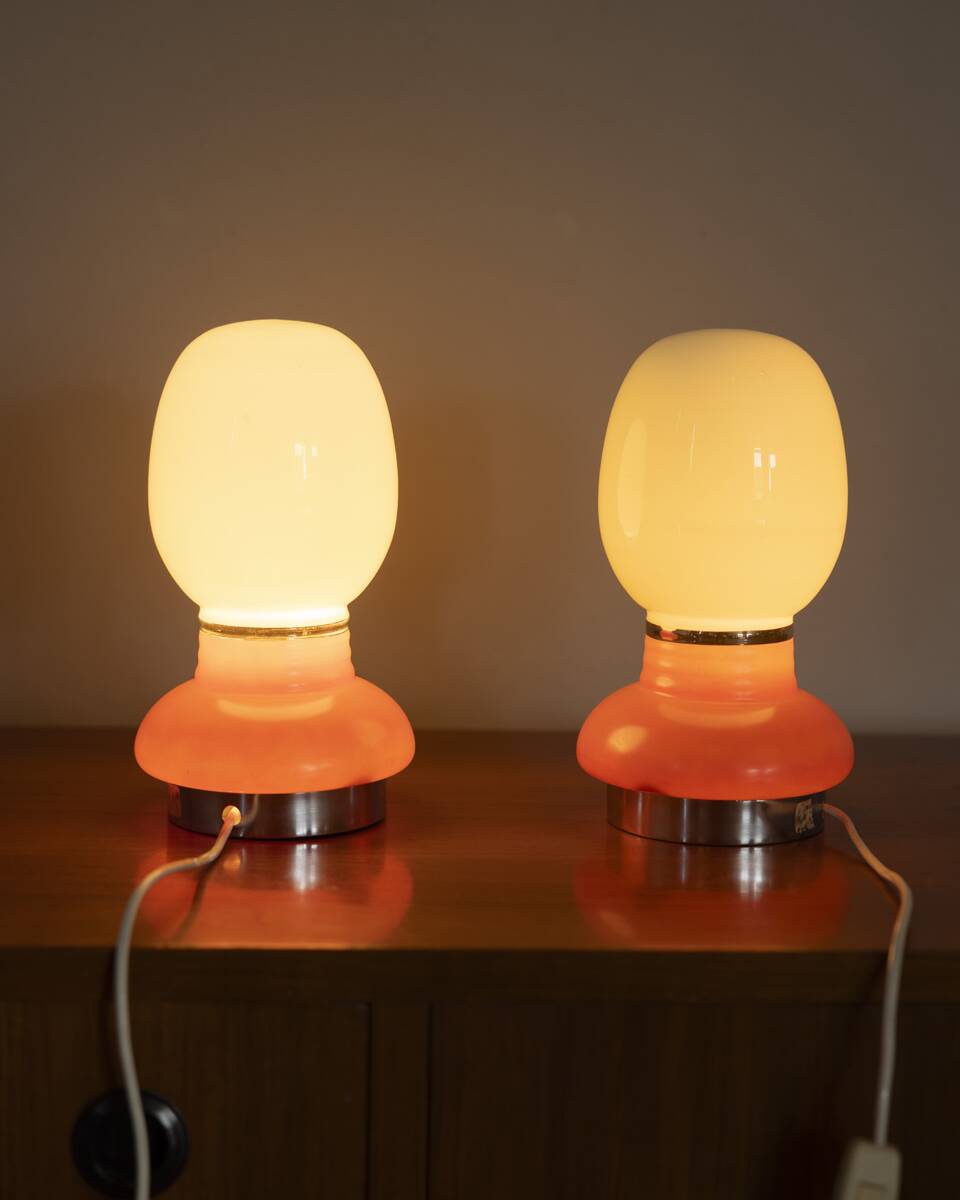 Vintage Italian Glass Table Lamps, 1970s, Set of 2