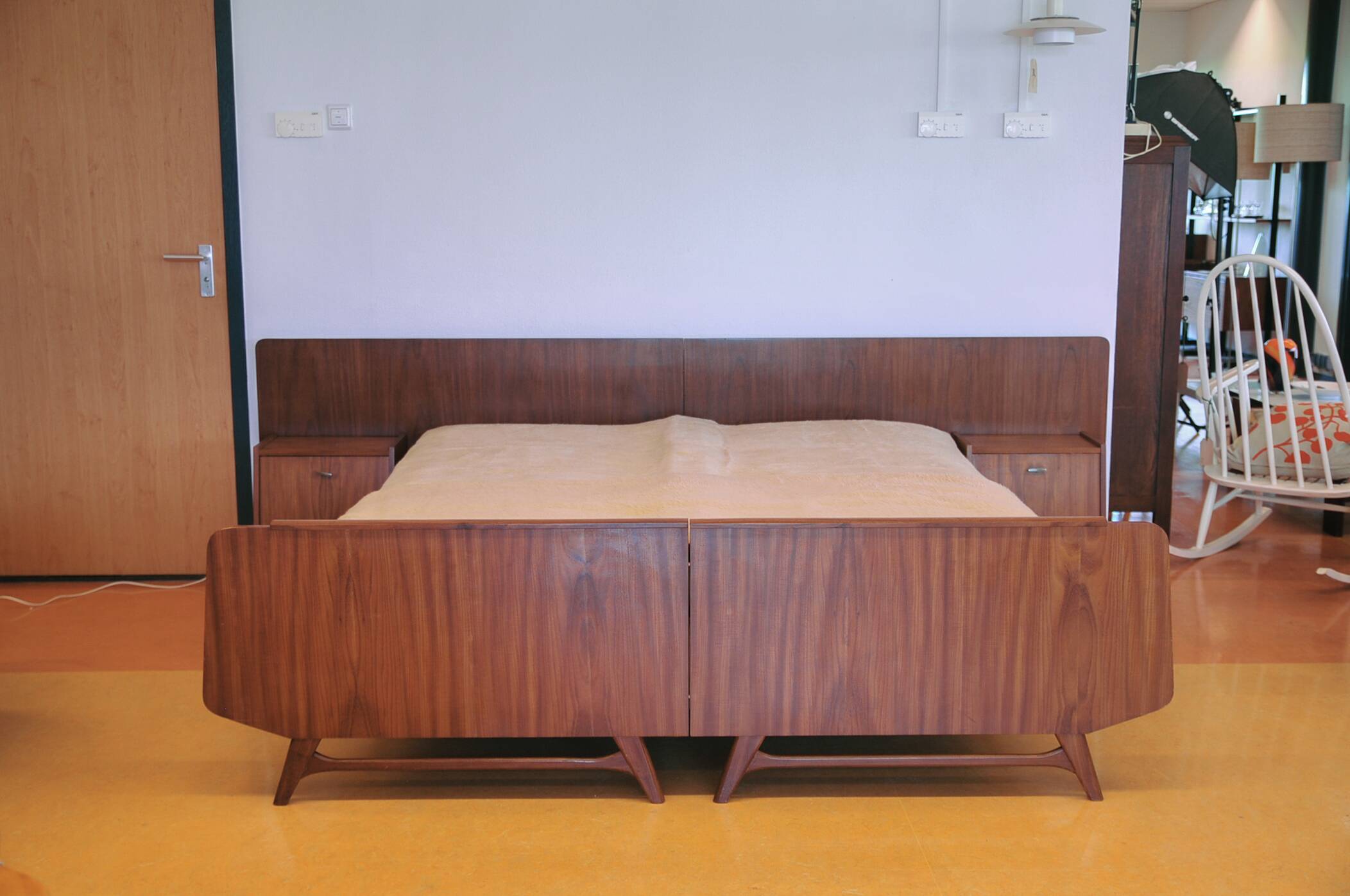 Vintage bed and bedside tables