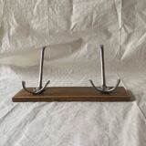 Vintage wooden wall coat rack - 2 hooks
