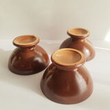 Set of 3 vintage ceramic arts brown piedouche bowls