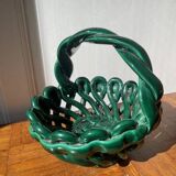 Green ceramic fruit basket - Vallauris style