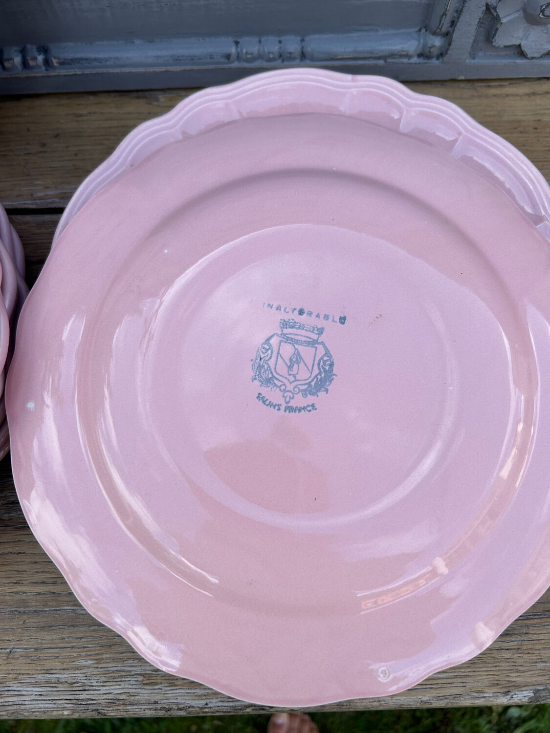 13 vintage powder pink plates