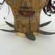 Unique piece. Wooden lamp and metal hair with devil's head "self-portrait"