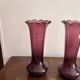 Pair of Trumpet Shaped Soliflore Vases, Purple, Mid Century, Italy, Empoli