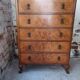 Commode haute en noyer marron, semainier ancien à 5 tiroirs, finition miel