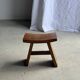 Small stool with a curved seat in Asian teak H36 W21