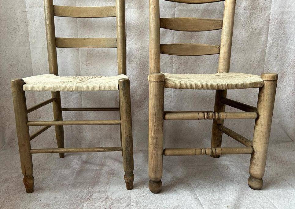 Paire de chaises campagnarde bois et corde