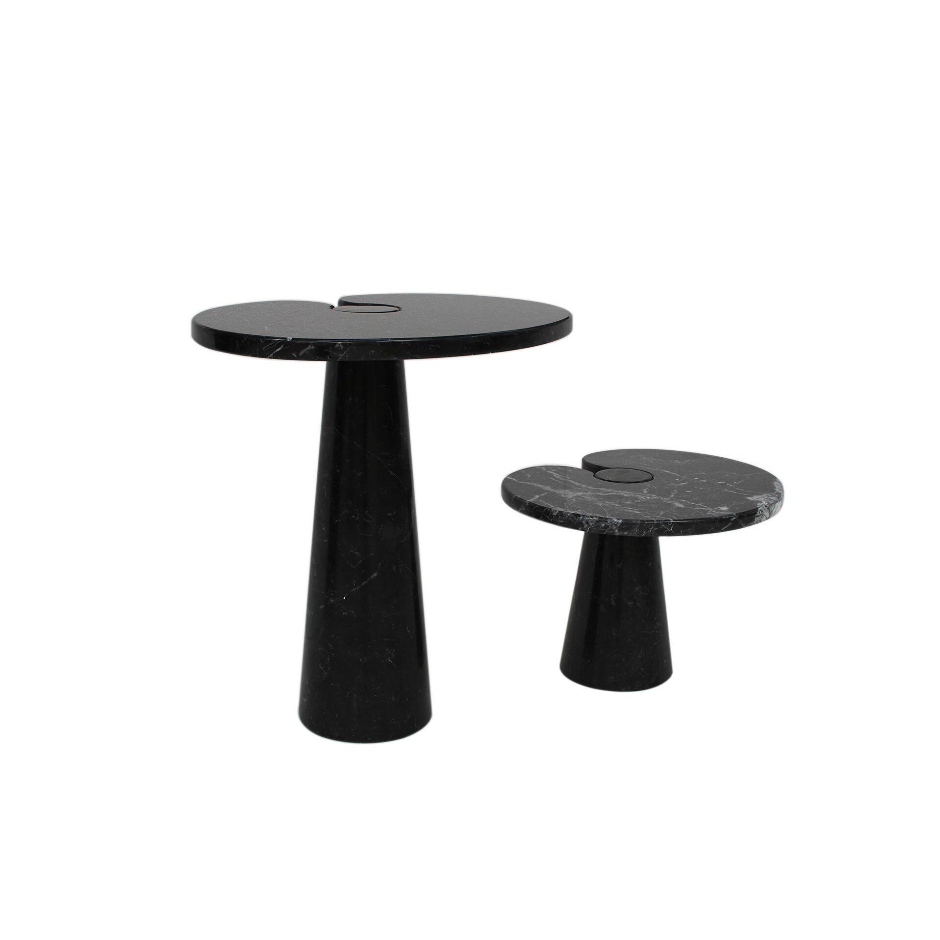 Mid Century Angelo Mangiarotti Pair of Eros Black Marble Side Tables Italy