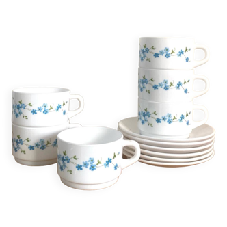 Coffee cups - long coffee - Vintage - Arcopal - Myosotis