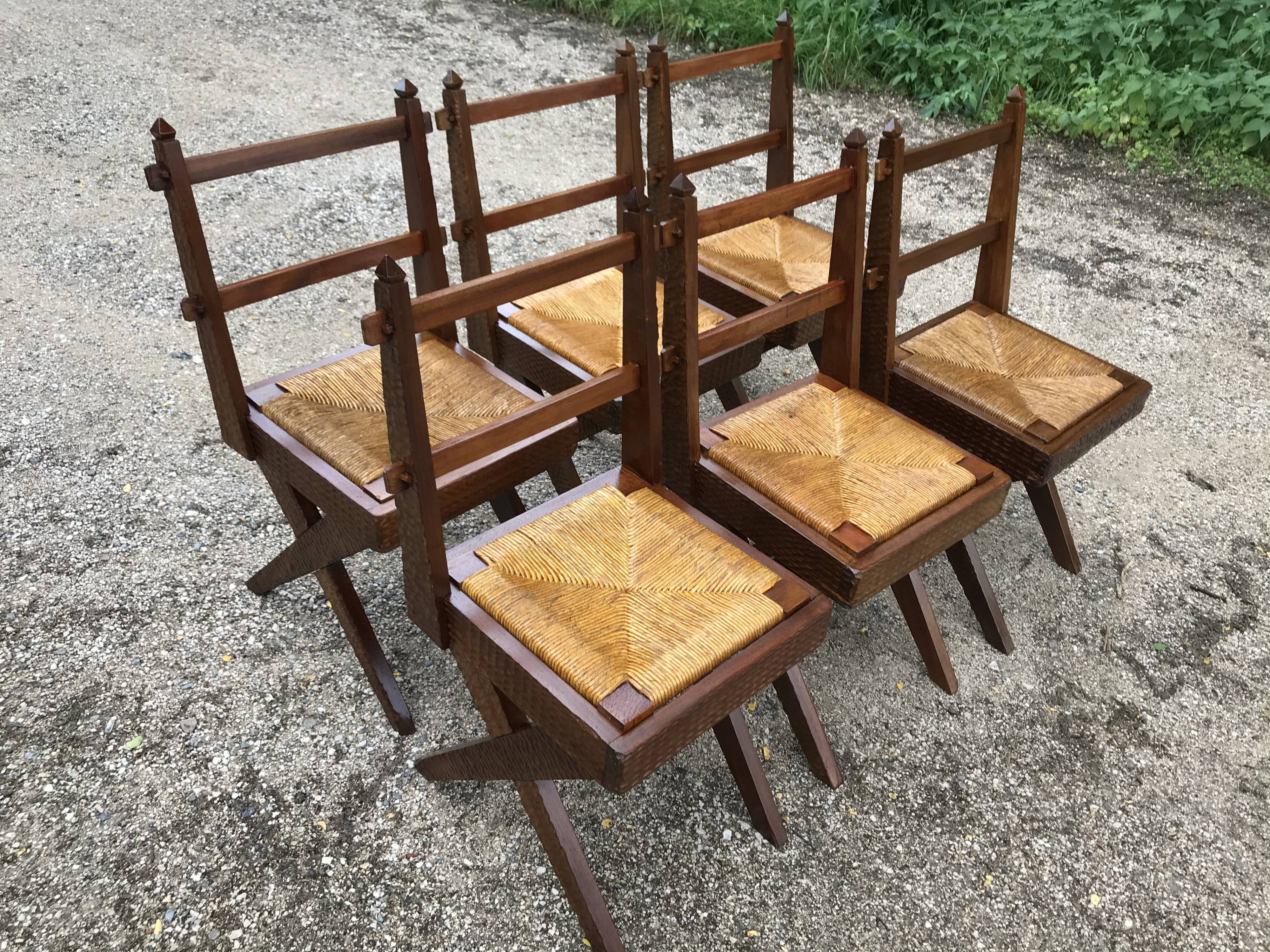 Suite of 6 wooden chairs  1940/1950