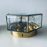 Art Deco hexagonal ceiling light in brass and glass