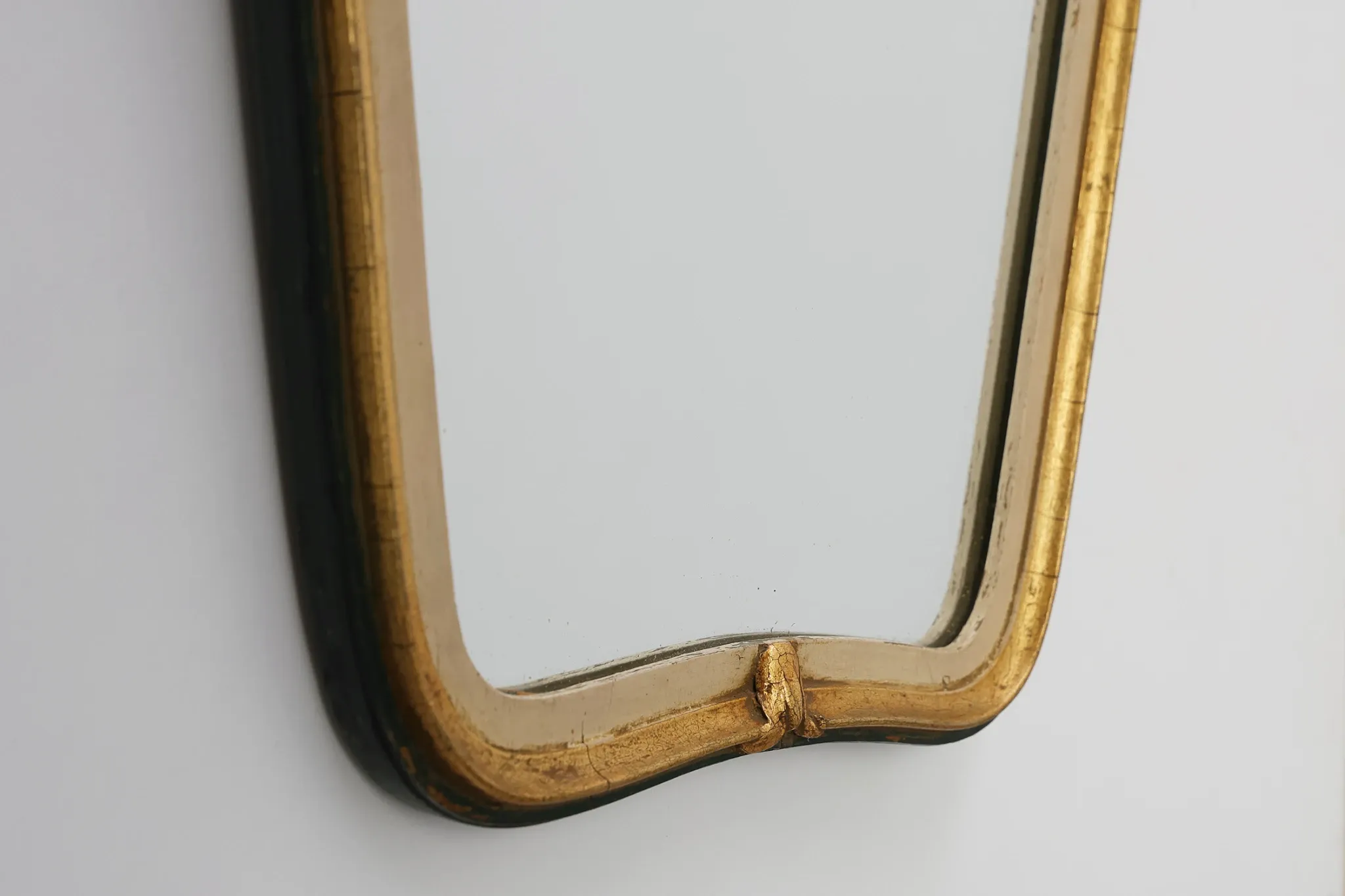 Small Louis XV Style Gilt Mirror with Green and Cream Frame, Italy, 20th Ce