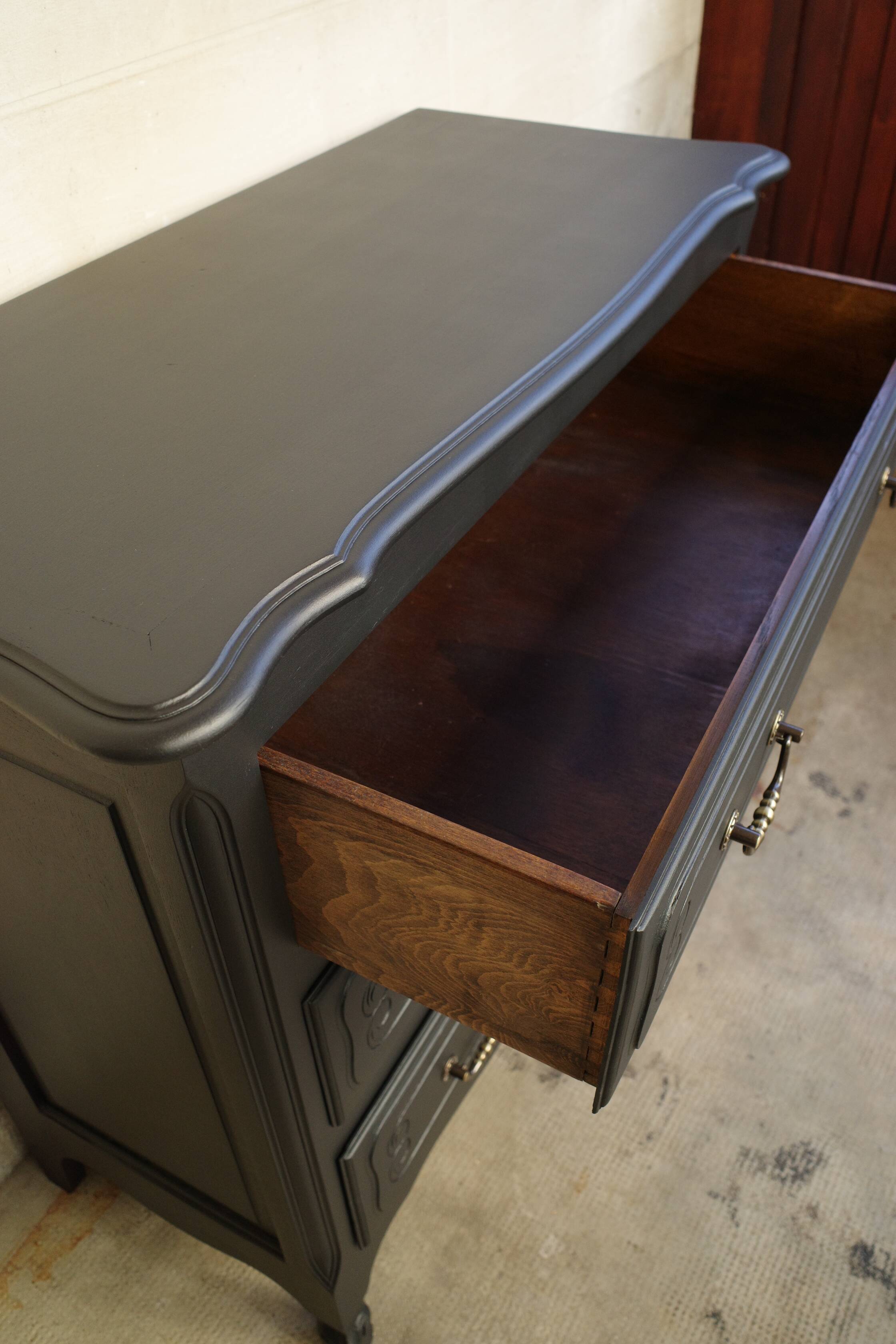 Vintage chest of drawers restyled in black