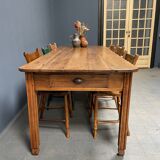 Large oak farmhouse table from France, early 1900s