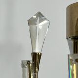 Vintage brass and glass Stilkronen chandelier, Italy 1970s