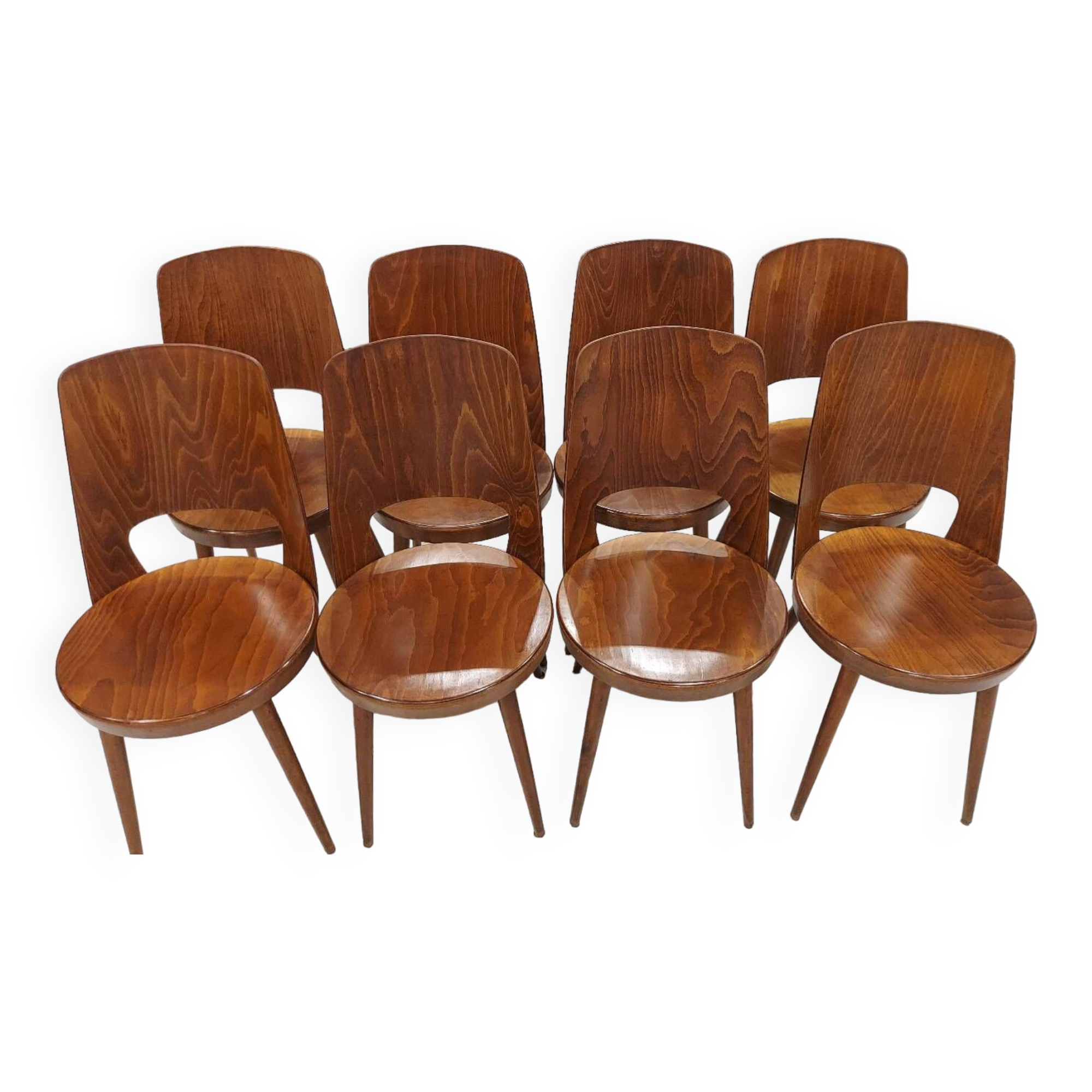 Set of 8 Baumann Bistrot chairs, Mondor model, vintage 1970s