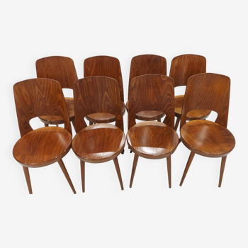 Suite de 8 chaises de Bistrot Baumann modèle Mondor vintage années 1970