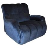 Fauteuil italien moderne en velours bleu