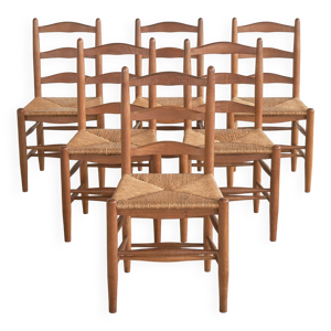 6 chaises en chêne massif