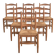 6 solid oak and woven bamboo chairs, mid-century, 1950s