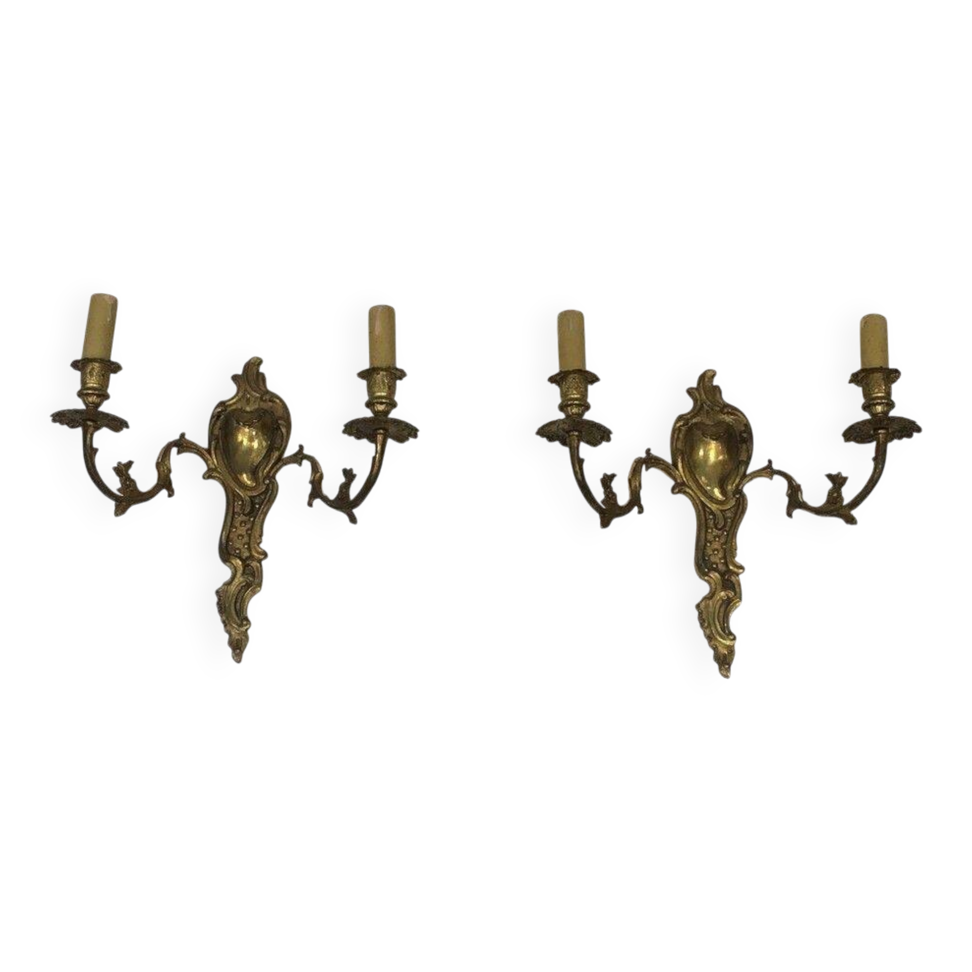Pair of Louis XV style bronze wall sconces