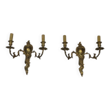 Pair of Louis XV style bronze wall sconces