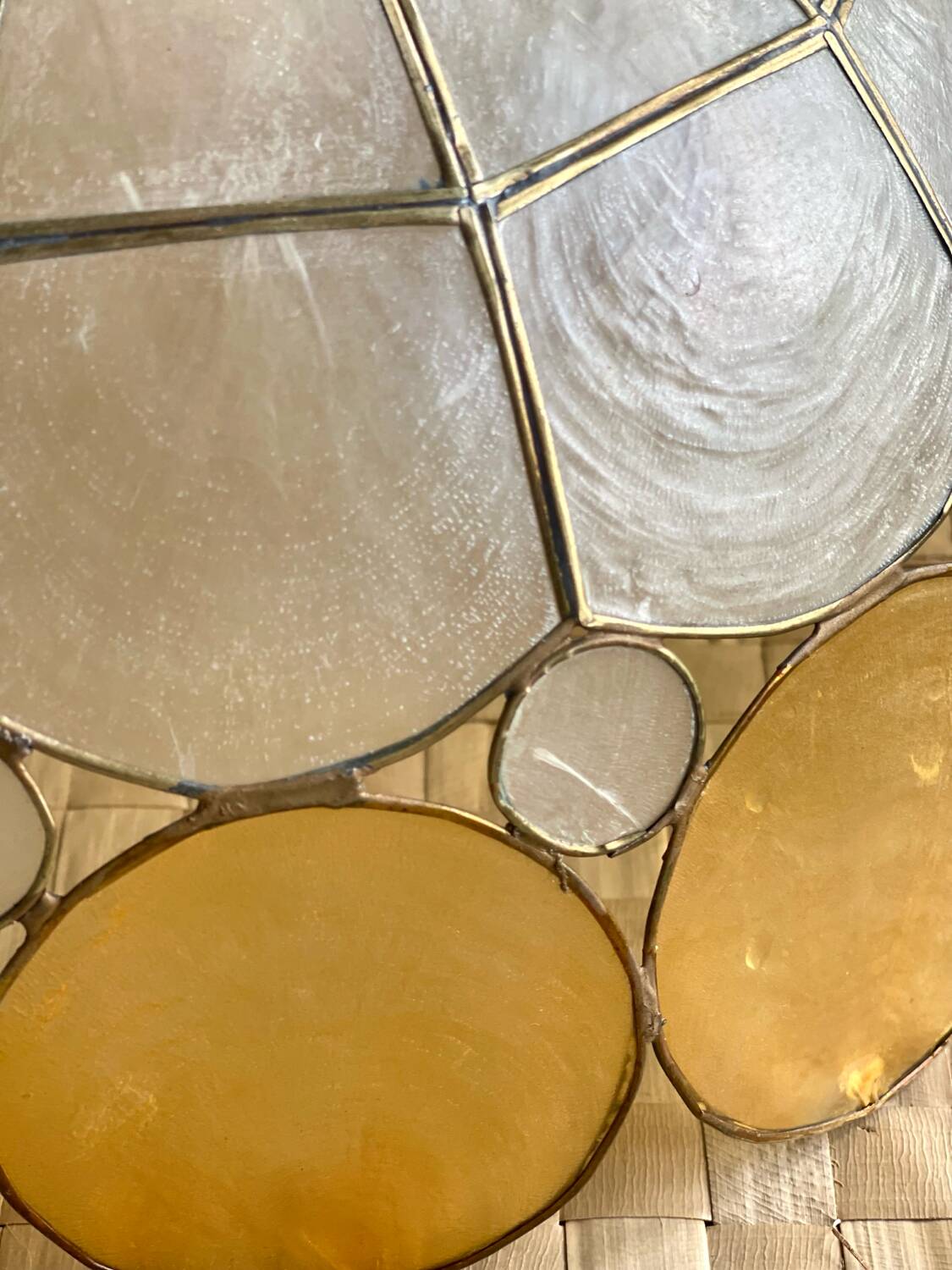 Mother-of-pearl and brass lampshade