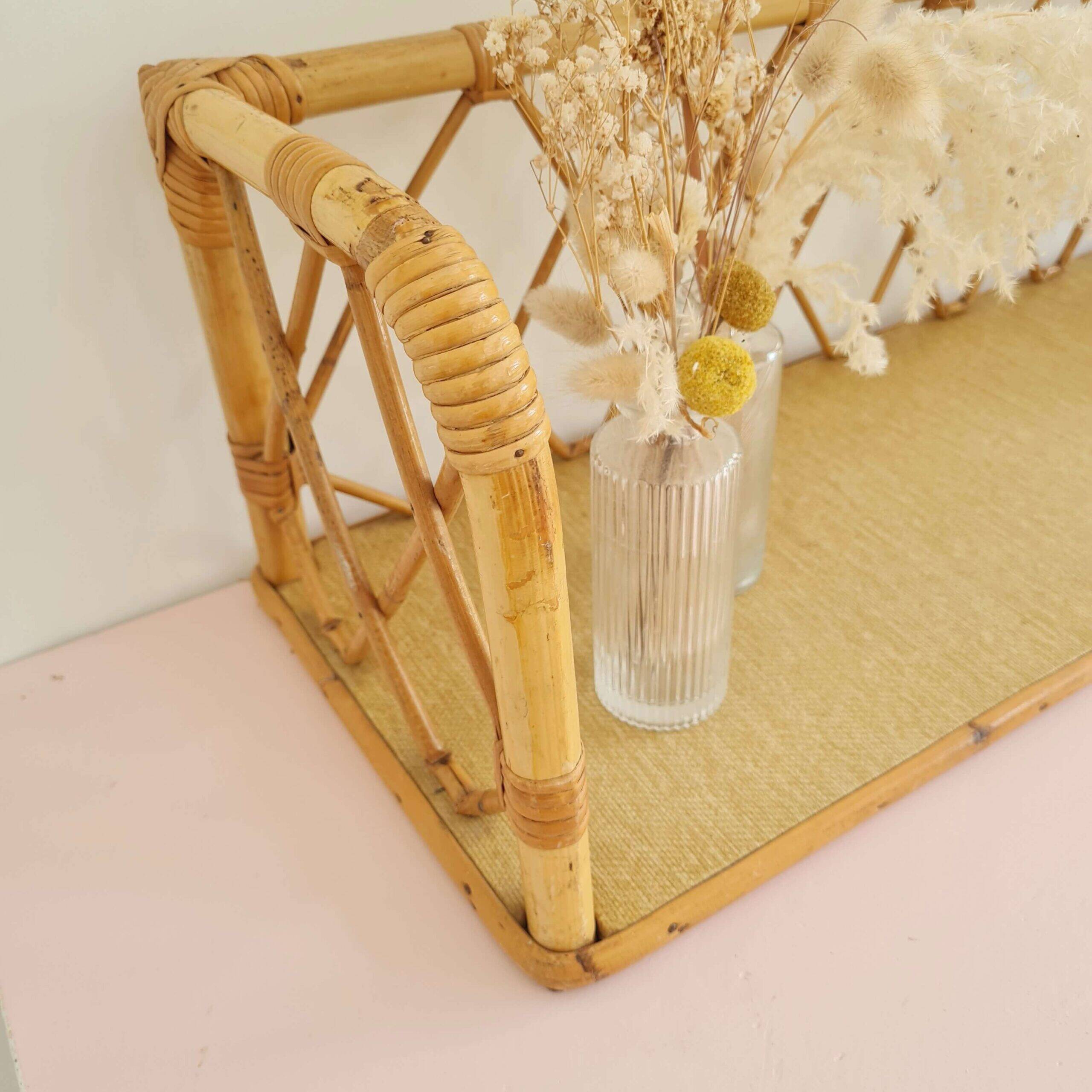 Antique rattan shelf