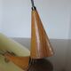 Scandinavian teak and gold metal pendant light from the 70s